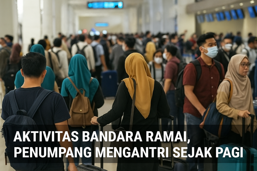 Aktivitas Bandara Ramai, Penumpang Mengantri Sejak Pagi