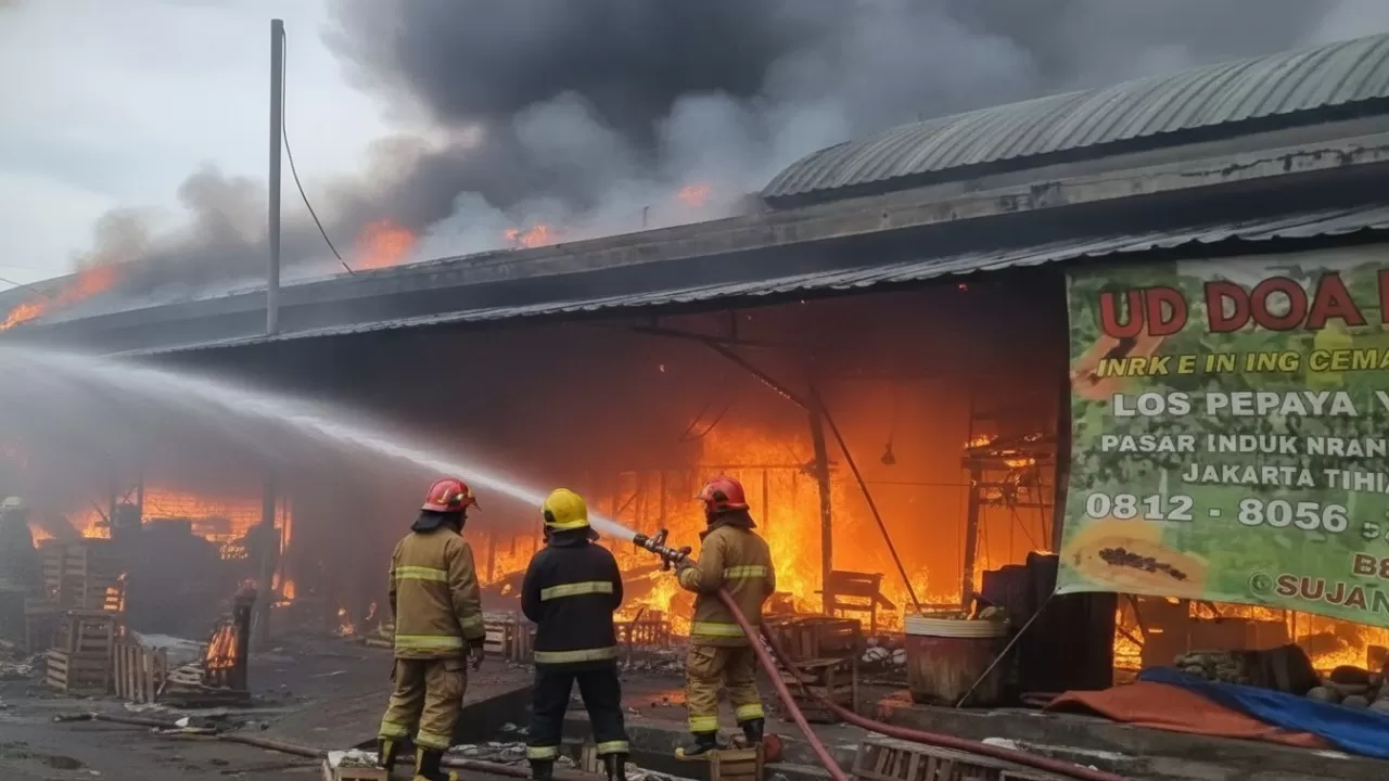 Pasar Kramat Jati Terbakar, 16 Mobil Damkar Dikerahkan